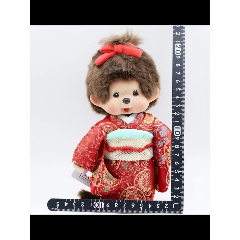NWT Vintage Red Kimono Monchhichi Doll with Bow